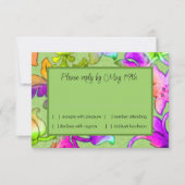 カラフル絵を描ダマスクグリーンRSVP 招待状 (正面)