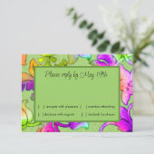 カラフル絵を描ダマスクグリーンRSVP 招待状 (スタンド正面)