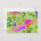 カラフル絵を描ダマスクグリーンRSVP 招待状 (裏面)