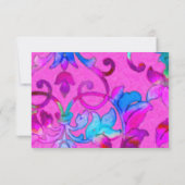 カラフル絵を描ダマスクピンクRSVP 招待状 (裏面)