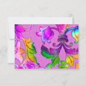 カラフル絵を描ダマスクピンクRSVP 招待状 (裏面)