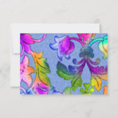 カラフル絵を描ダマスクブルーRSVP 招待状 (裏面)