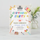 カラフル絵を描ツール誕生日 招待状 (スタンド正面)