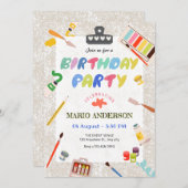 カラフル絵を描ツール誕生日 招待状 (正面/裏面)