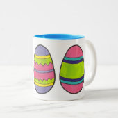 カラフル絵を描ハッピーイースター卵狩り卵 ツートーンマグカップ (正面右)