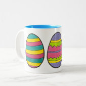 カラフル絵を描ハッピーイースター卵狩り卵 ツートーンマグカップ (正面左)
