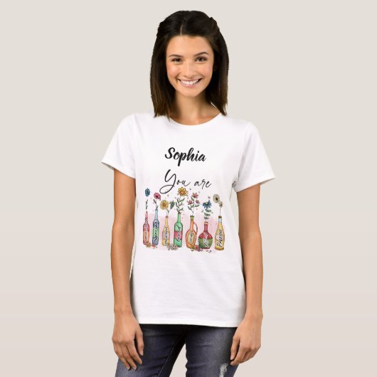 カラフル絵を描ボトルフローラ下層除去コスム Tシャツ (正面フル)