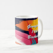 カラフル絵を描モダン効果誕生日カスタム コーヒーマグカップ (正面右)