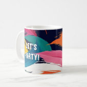 カラフル絵を描モダン効果誕生日カスタム コーヒーマグカップ (正面左)