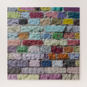 カラフル絵を描レンガ壁のテクスチャ ジグソーパズル