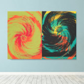 カラフル絵を描ヴィンテージフラワーアートデザイン抽象芸術 キャンバスプリント (インサイチュ (ウッドフロア))