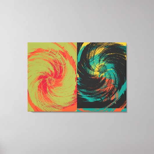 カラフル絵を描ヴィンテージフラワーアートデザイン抽象芸術 キャンバスプリント (正面)