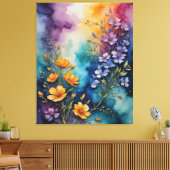 カラフル絵を描上の花 キャンバスプリント (インサイチュ (リビング))