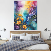 カラフル絵を描上の花 キャンバスプリント (インサイチュ (寝室))