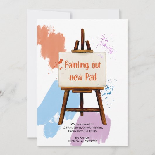 カラフル絵を描例 |アーティストイーゼルおもしろいムービング 案内状 (正面)