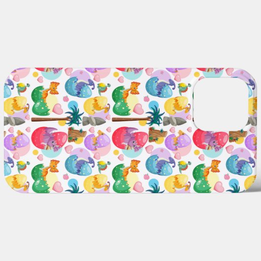 カラフル絵を描恐竜模様 Case-Mate iPhoneケース (裏面 (横))