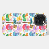 カラフル絵を描恐竜模様 iPhoneケース (裏面横)