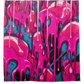 カラフル絵を描抽象芸術・ドライブ(15) シャワーカーテン (正面)