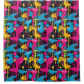 カラフル絵を描抽象芸術・ドライブ(1) シャワーカーテン (正面)