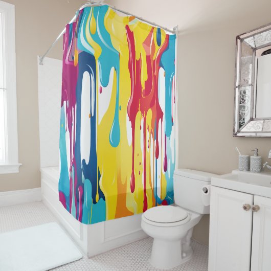 カラフル絵を描抽象芸術・ドライブ(3) シャワーカーテン (インサイチュ)
