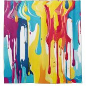 カラフル絵を描抽象芸術・ドライブ(3) シャワーカーテン (正面)