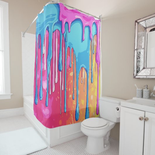 カラフル絵を描抽象芸術・ドライブ(4) シャワーカーテン (インサイチュ)