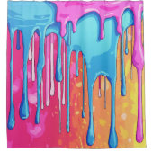 カラフル絵を描抽象芸術・ドライブ(4) シャワーカーテン (正面)