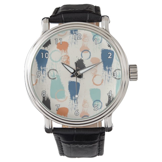 カラフル絵を描染み 腕時計 (正面)