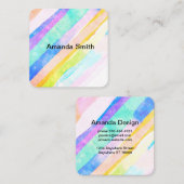 カラフル絵を描水の色スタイルモダン スクエア名刺 (正面/裏面)