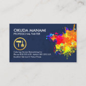 カラフル絵を描絵を描(ばちゃばちゃ)跳ねる 名刺 (正面)