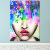 カラフル絵を描顔 キャンバスプリント (インサイチュ (ウッドフロア))