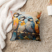 カラフル絵を描鳥 クッション (ブランケット)