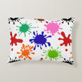 カラフル絵を描（ばちゃばちゃ）跳ねるパターン アクセントクッション (裏面)