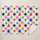 カラフル絵を描（ばちゃばちゃ）跳ねるパターン シェルパブランケット (正面(横))