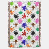 カラフル絵を描（ばちゃばちゃ）跳ねるパターン スローブランケット (正面縦)