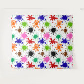 カラフル絵を描（ばちゃばちゃ）跳ねるパターン タペストリー (正面(横))