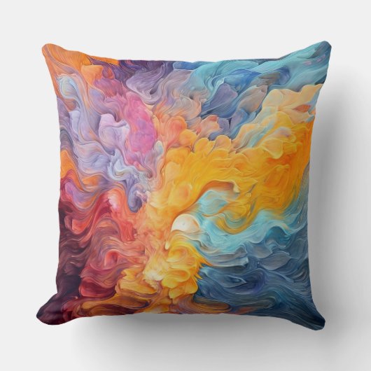 カラフル絵を描（ばちゃばちゃ）跳ねる抽象芸術第8条 クッション (正面)