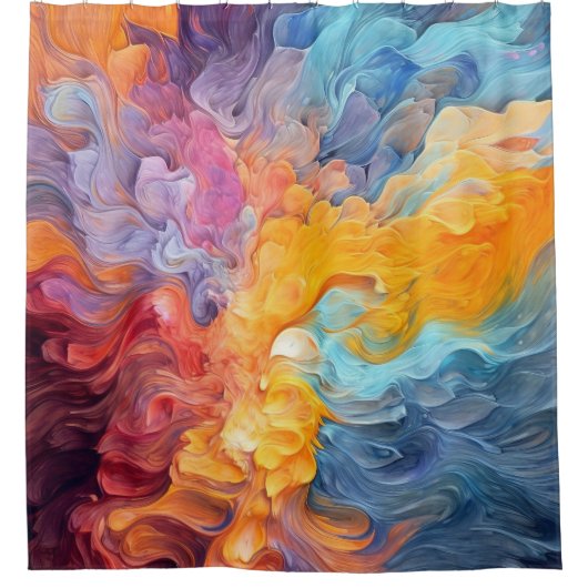 カラフル絵を描（ばちゃばちゃ）跳ねる抽象芸術第8条 シャワーカーテン (正面)