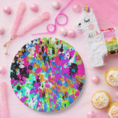 カラフル絵を描(ばちゃばちゃ)跳ねる芸術的 ペーパープレート (パーティー)