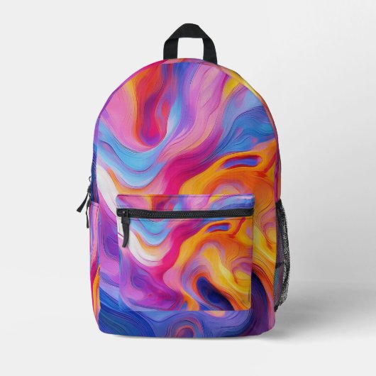 カラフル絵を描（ばちゃばちゃ）跳ねる芸術(11) プリントバックパック (正面)
