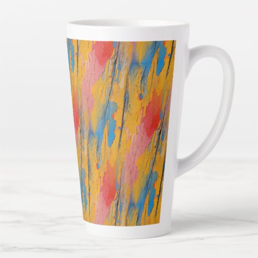 カラフル絵を描（ばちゃばちゃ）跳ねる カフェラテマグ (右)