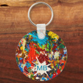 カラフル絵を描（ばちゃばちゃ）跳ねる キーホルダー (正面)