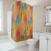 カラフル絵を描（ばちゃばちゃ）跳ねる シャワーカーテン (インサイチュ)