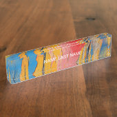 カラフル絵を描（ばちゃばちゃ）跳ねる デスクネームプレート (側面)