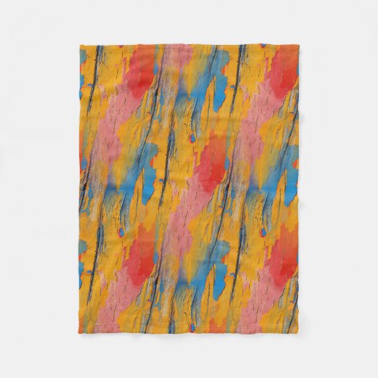 カラフル絵を描（ばちゃばちゃ）跳ねる フリースブランケット (正面)