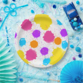 カラフル絵を描（ばちゃばちゃ）跳ねる ペーパープレート (パーティー)