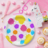 カラフル絵を描（ばちゃばちゃ）跳ねる ペーパープレート (パーティー)