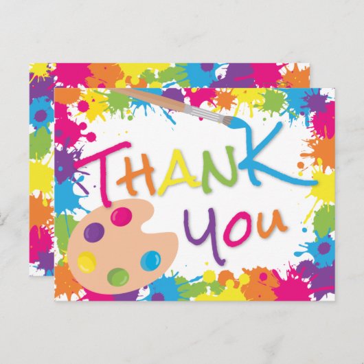 カラフル絵を描(ばちゃばちゃ)跳ねる ポストカード (正面/裏面)