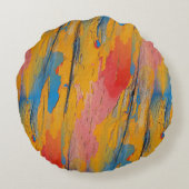 カラフル絵を描（ばちゃばちゃ）跳ねる ラウンドクッション (裏面)
