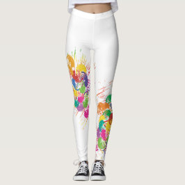 カラフル絵を描（ばちゃばちゃ）跳ねる レギンス